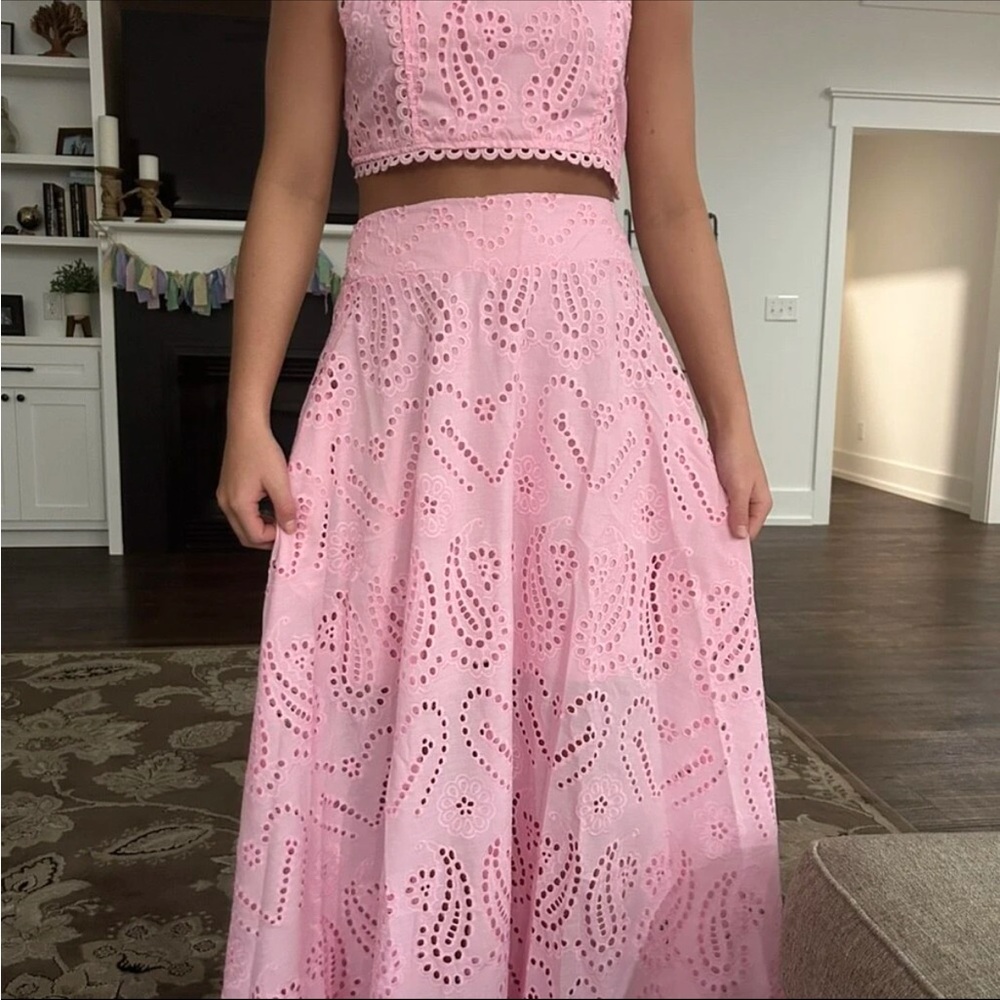 Pink Eyelet Two-Piece Maxi Dress - Picture 6 of 6